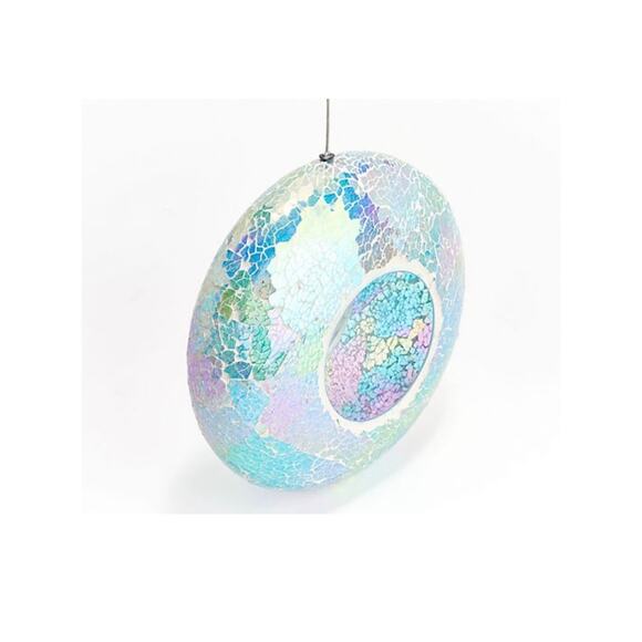 Marigold Glass Iridescent Mosaic Bird Seed Feeder 9” - Picture 1 of 3
